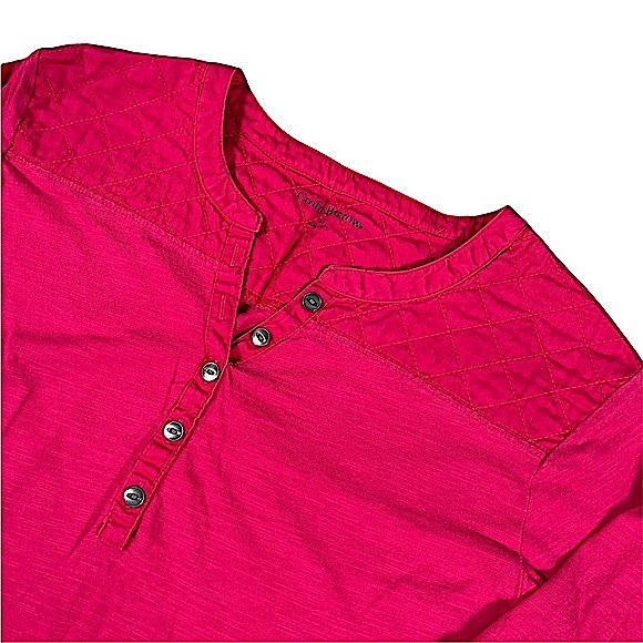 4/$32 Croft & barrow size Xl pink 3/4 sleeve shirt quilted type design on top - Picture 3 of 9